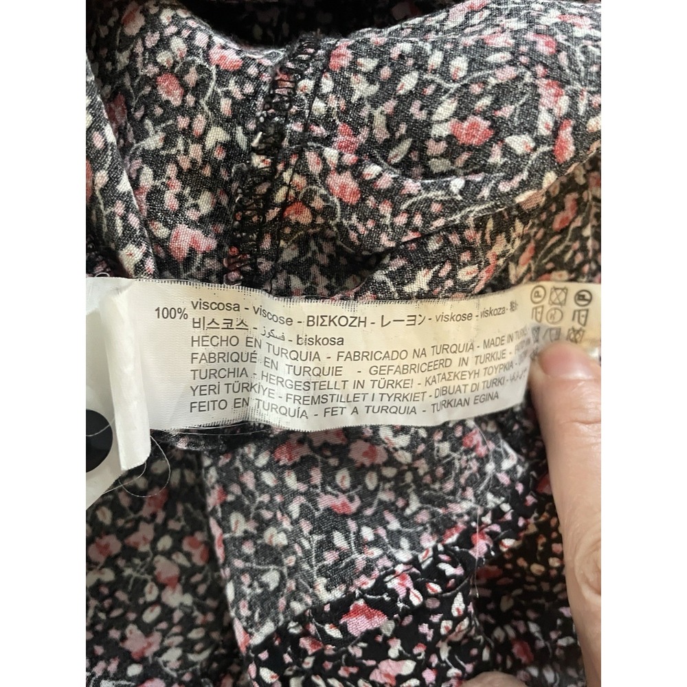 Zara Womens Dress Small Black Ditsy Floral Babydoll Tiered Cottagecore Prairie - Picture 10 of 10